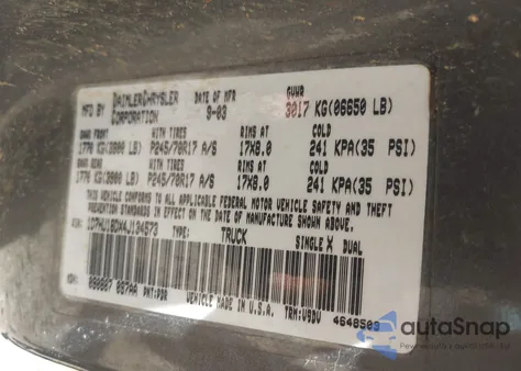 2004 Dodge Ram 1500 Slt/Laramie z USA, uszkodzony, nr VIN 1D7HU18DX4J134573